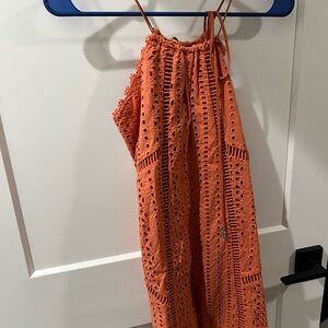 Orange Eyelet Romper